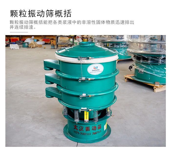 顆粒式振動篩是針對顆粒狀物料進行研發的，由于顆粒的形狀有很多的不同所以，廠家在清網裝置方面進行提升效率。